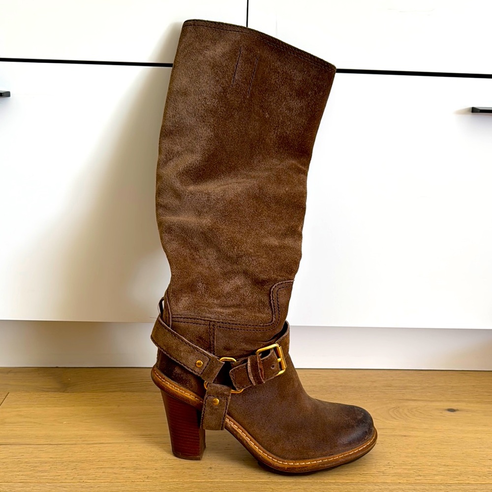 Prada Brown Distressed Lug-Sole Boot